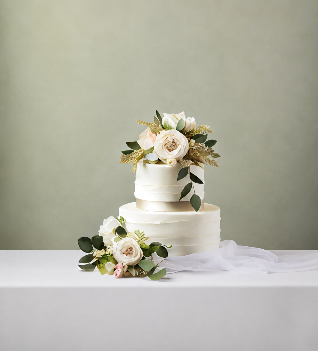 Elegant Floral Wedding Cake Still Life